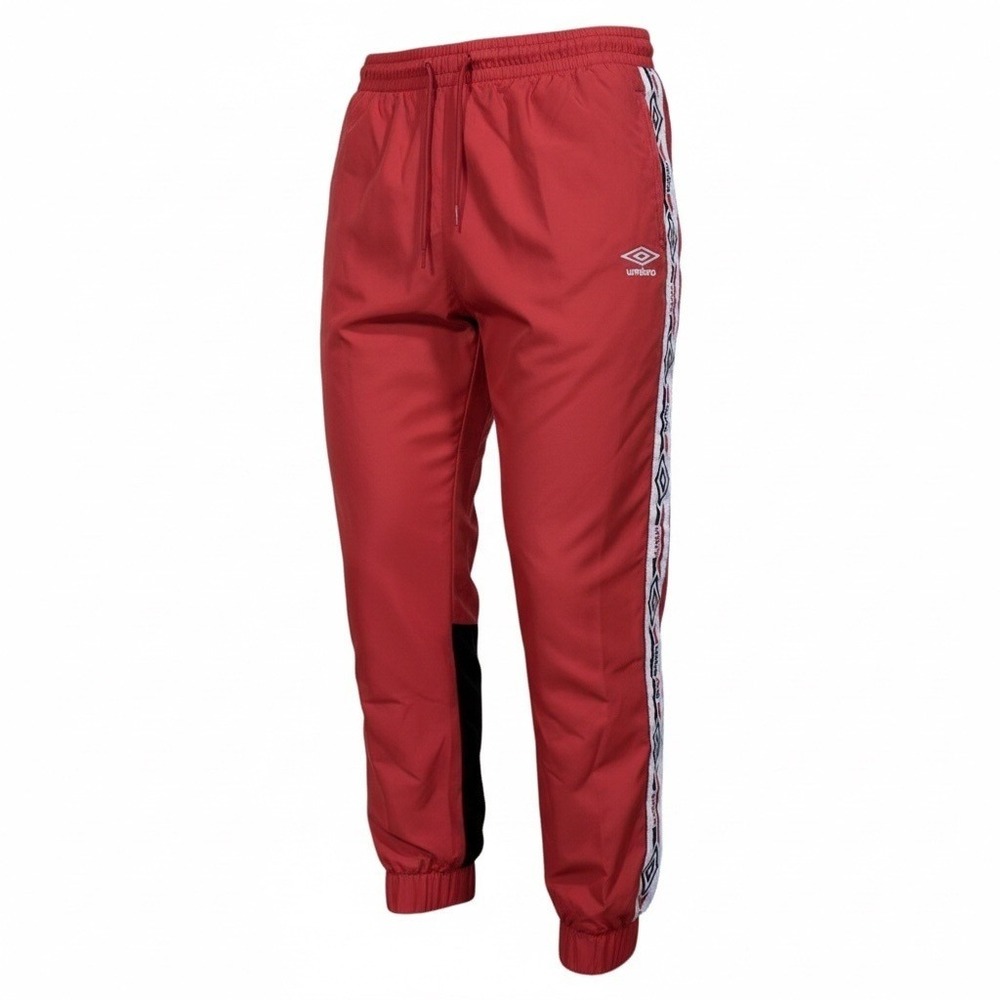 Y2K Retro Umbro Track Pants Womens M Red‎ Joggers Logo Tape Windbreaker Pants